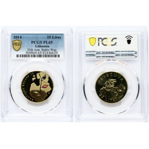 Lithuania 25 Litai 2014 25th Anniversary of the Baltic Way PCGS PL 65