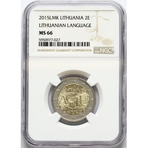 Lithuania 2 Euro 2015LMK The Lithuanian Language NGC MS 66 ONLY 5 COINS IN HIGHER GRADE