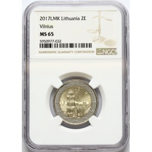 Lithuania 2 Euro 2017LMK Vilnius — capital of culture and art NGC MS 65 ONLY 2 COINS IN HIGHER GRADE
