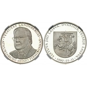 Lithuania Medal 1990 (2019) Honoring professor Vytautas Landsbergis NGC PF 65 ULTRA CAMEO TOP POP