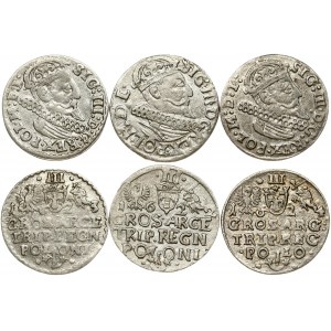 Poland Trojak (1622-1624) Krakow Lot of 3 Coins