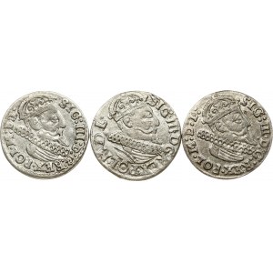 Poland Trojak (1622-1624) Krakow Lot of 3 Coins
