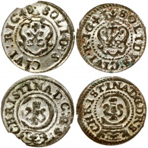 Poland Schilling 1643 & 1648 Swedish Riga Lot of 2 Coins