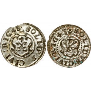 Poland Schilling 1643 & 1648 Swedish Riga Lot of 2 Coins