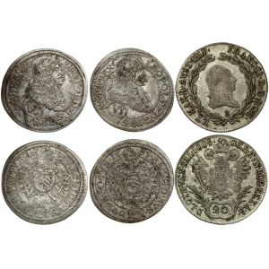 Austria 6 Kreuzer 1689 & 20 Kreuzer 1805B Lot of 3 Coins