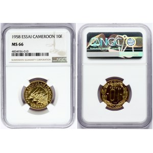 Cameroon 10 Francs 1958(a) Essai NGC MS 66 ONLY 2 COINS IN HIGHER GRADE