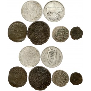 Denmark 2 Skilling 1654 (h) and other Coins of the World Lot of 6 Coins