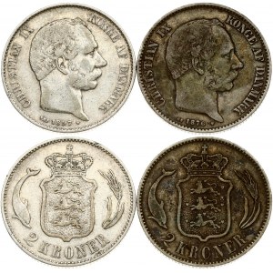 Denmark 2 Kroner 1876 & 1897 Lot of 2 Coins