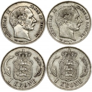 Denmark 1 Krone 1898 HC VBP Lot of 2 Coins