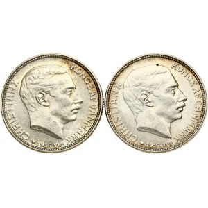 Denmark 1 Krone 1915 VBP;AH Lot of 2 Coins