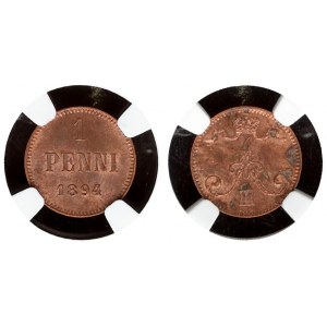 Finland 1 Penni 1894 NGC UNC DETAILS