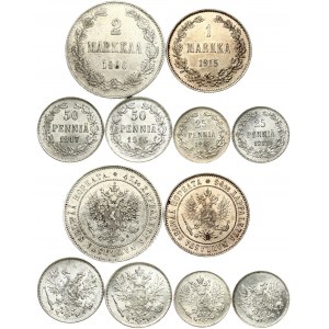 Finland 25 Pennia - 2 Markkaa (1906-1917) Lot of 6 Coins