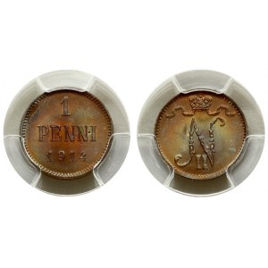 Finland 1 Penni 1914 PCGS MS66BN ONLY ONE COIN IN HIGHER GRADE
