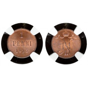 Finland 1 Penni 1915 NGC MS 65 RB ONLY 2 COIN IN HIGHER GRADE