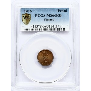 Finland 1 Penni 1916 PCGS MS 66 RB ONLY ONE COIN IN HIGHER GRADE