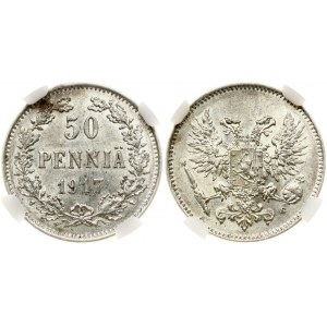 Finland 50 Pennia 1917 S NGC MS 62