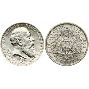 Germany BADEN 2 Mark 1902 50th Year of Reign