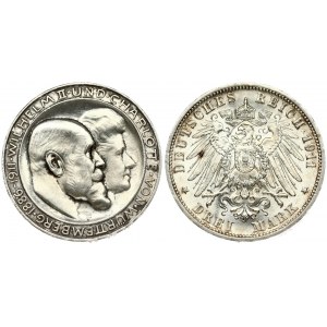 Germany Wurttemberg 3 Mark 1911F Silver Wedding Anniversary