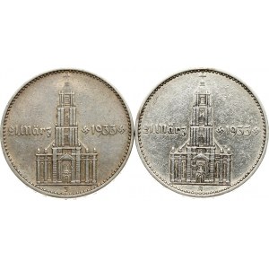 Germany Third Reich 2 Reichsmark 1934 A & J Potsdam Garrison Church Lot of 2 Coins