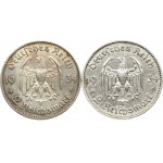 Germany Third Reich 2 Reichsmark 1934 A & J Potsdam Garrison Church Lot of 2 Coins