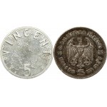 Germany Third Reich 5 Reichsmark 1936 A Paul von Hindenburg & Netherlands 5 Euro 2003 Vincent Van Gogh Lot of 2 Coins