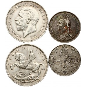 Great Britain 1 Florin 1889 & 1 Crown 1935 Silver Jubilee Lot of 2 Coins