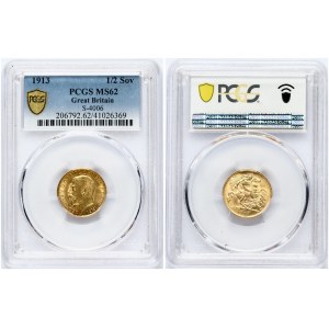 Great Britain 1/2 Sovereign 1913 PCGS MS 62