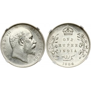 India - British 1 Rupee 1904(C) NGC AU 55