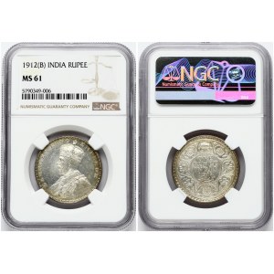 India - British 1 Rupee 1912(B) NGC MS 61