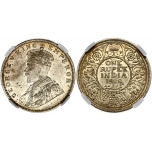 India - British 1 Rupee 1918(B) NGC MS 60