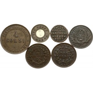 Italy Papal States 4 Soldi 1866 and other World Coins & Tokens Lot of 6 Coins & Tokens