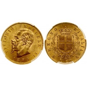 Italy 20 Lire 1873M BN PCGS MS 62
