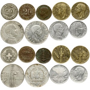 Italy 5 Centesimi - 2 Lire (1894-1941) Lot of 9 Coins