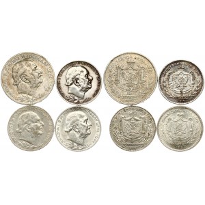 Montenegro 1 & 2 Perpera (1909-1914) Lot of 4 Coins
