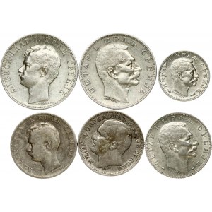 Serbia 50 Para - 2 Dinara (1879-1915) Lot of 6 Coins