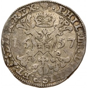 Spanish Netherlands BRABANT 1/2 Patagon 1657 Brussels (R3) RARE