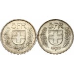 Switzerland 5 Francs 1931B & 1935B Lot of 2 Coins