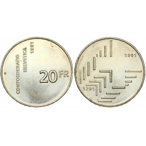 Switzerland 20 Francs 1991B 700th anniversary of the Swiss Confederation