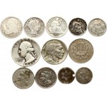 USA 3 - 25 Cents (1836-1946) Various SET Lot of 12 coins