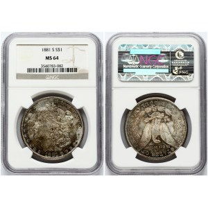 USA 1 Dollar 1881 S 'Morgan Dollar' NGC MS 64