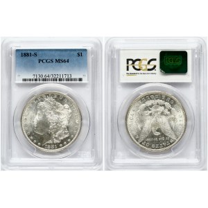 USA 1 Dollar 1881 S 'Morgan Dollar' PCGS MS 64