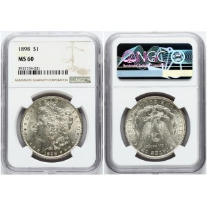 USA 1 Dollar 1898 'Morgan Dollar' Philadelphia NGC MS 60