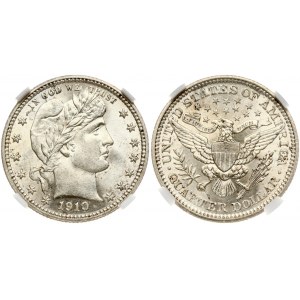 USA 1/4 Dollar 1910 'Barber Quarter' Philadelphia NGC MS 62