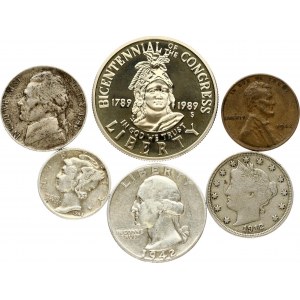 USA 1 Cent - 1/2 Dollar Congress (1912-1989) Lot of 6 Coins
