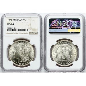 USA 1 Dollar 1921 'Morgan Dollar' Philadelphia NGC MS 64