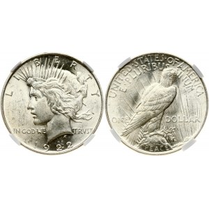 USA 1 Dollar 1922 'Peace Dollar' Philadelphia NGC MS 63