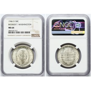 USA 1/2 Dollar 1946 D Booker T Washington Memorial NGC MS 64