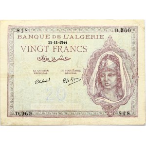 Algeria 20 Francs 1944 Banknote
