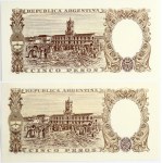 Argentina 5 Pesos ND (1960-1962) Banknotes Lot of 2 Banknotes