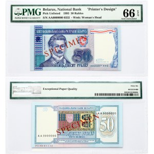 Belarus 50 Rubles 1993 SPECIMEN Banknote PMG 66 Gem Uncirculated EPQ